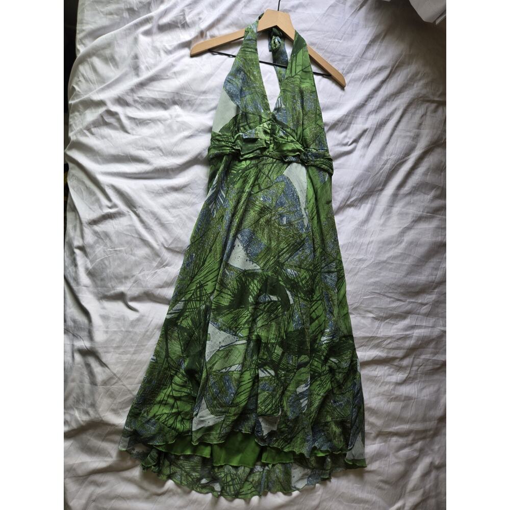 Jonathan Martin 16W Green Floral Halter Midi Dress Forest Garden Fairy Y2k Boho - Picture 6 of 12